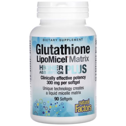 Natural Factors, Glutathione LipoMicel Matrix, 300 мг, 90 мягких таблеток